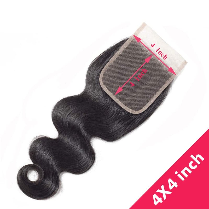 Jinhongze Body Wave Closure Human Hair Lace Closure Brazilian 12A Unprocessed Body Wave Hair 4x4 HD Lace Closure Free Part Natural Black Color(12") â€¦ - Image 5